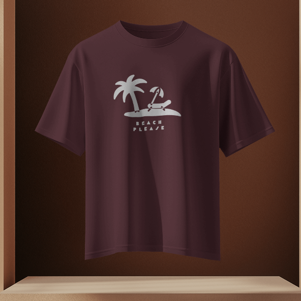 Beach Please Oversized T-Shirt for Women – Funny & Comfy Summer Tee