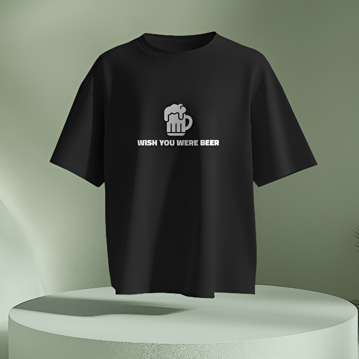 Wish You Were Beer Oversized T-Shirt – Funny Drinking Tee for Men