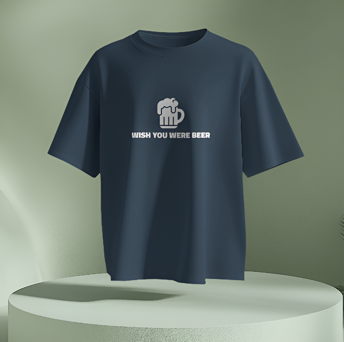 Wish You Were Beer Oversized T-Shirt – Funny Drinking Tee for Men
